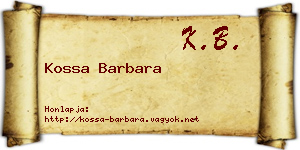 Kossa Barbara névjegykártya