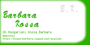 barbara kossa business card